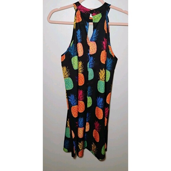 Shein Women's Multicolored Pineapple Print Halter Dress, Size 6 - Picture 2 of 4